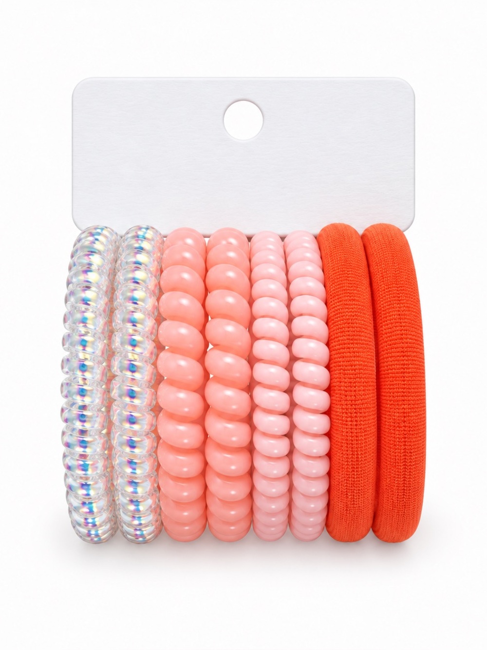 Orange Elastic & Peach Iridescent Teletie Tele-tie Dent & Wrinkle Free Hair Ties